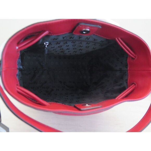 DKNY R13JVP96 Red Signature Logo Jody Drawstring Bucket Tote Shoulder Bag $178 - Picture 12 of 14